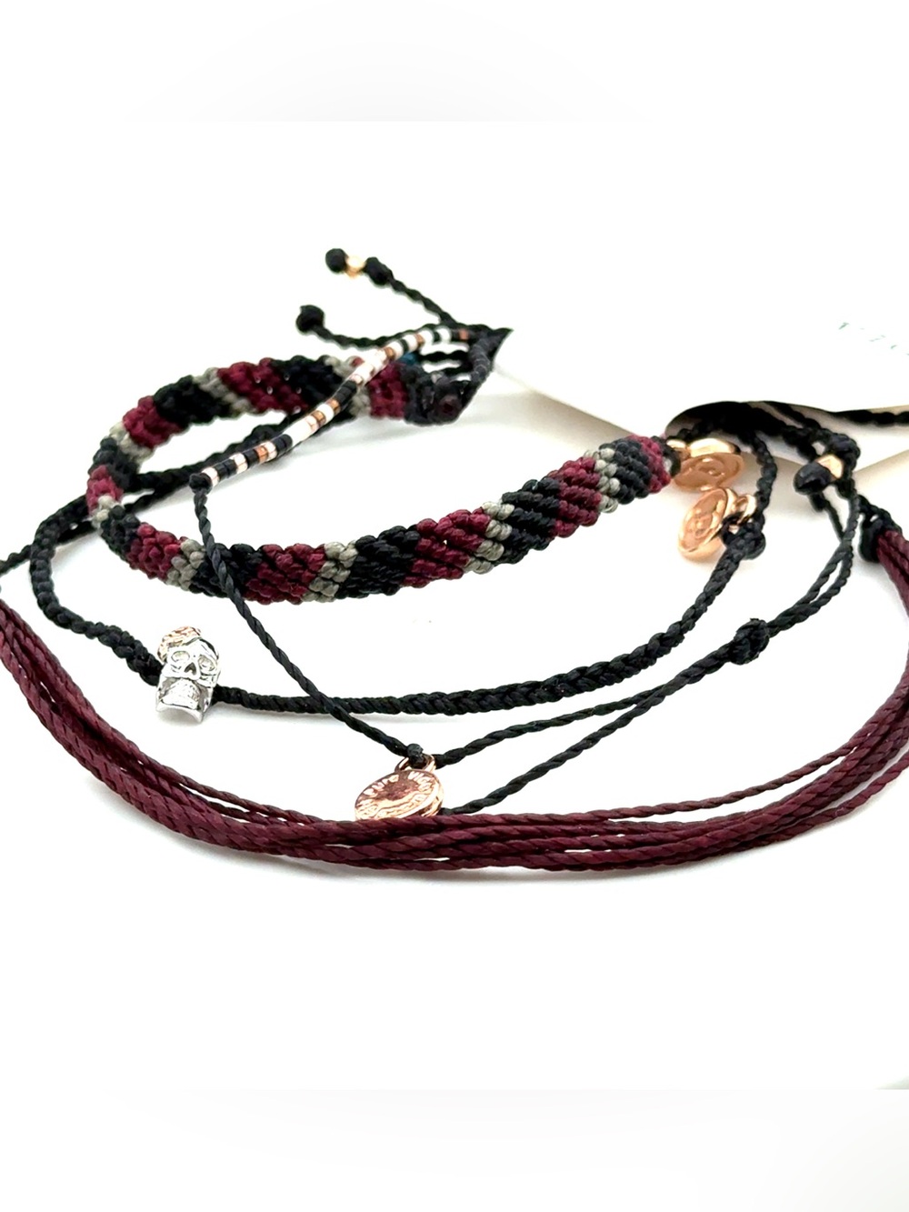 Pura Vida‎ Burgundy/Black Skull Bracelet Set